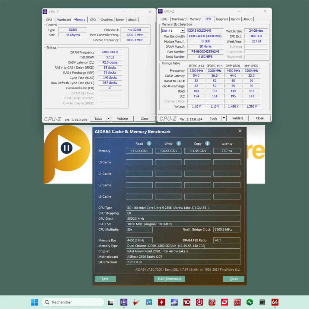test G.Skill Trident Z5 CK Cudimm 8800 MHz aida 64