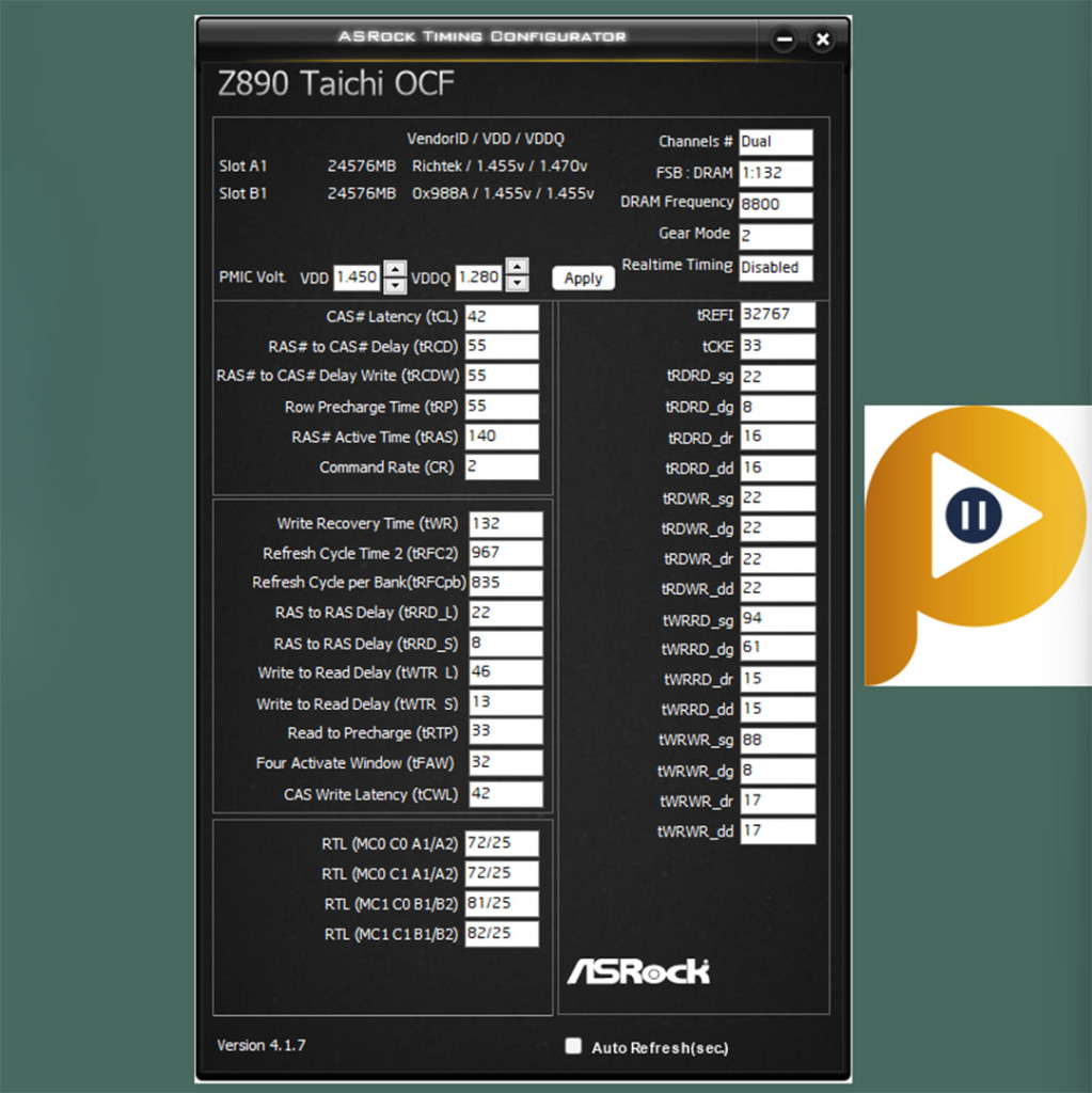 test G.Skill Trident Z5 CK Cudimm 8800 MHz asrock tool