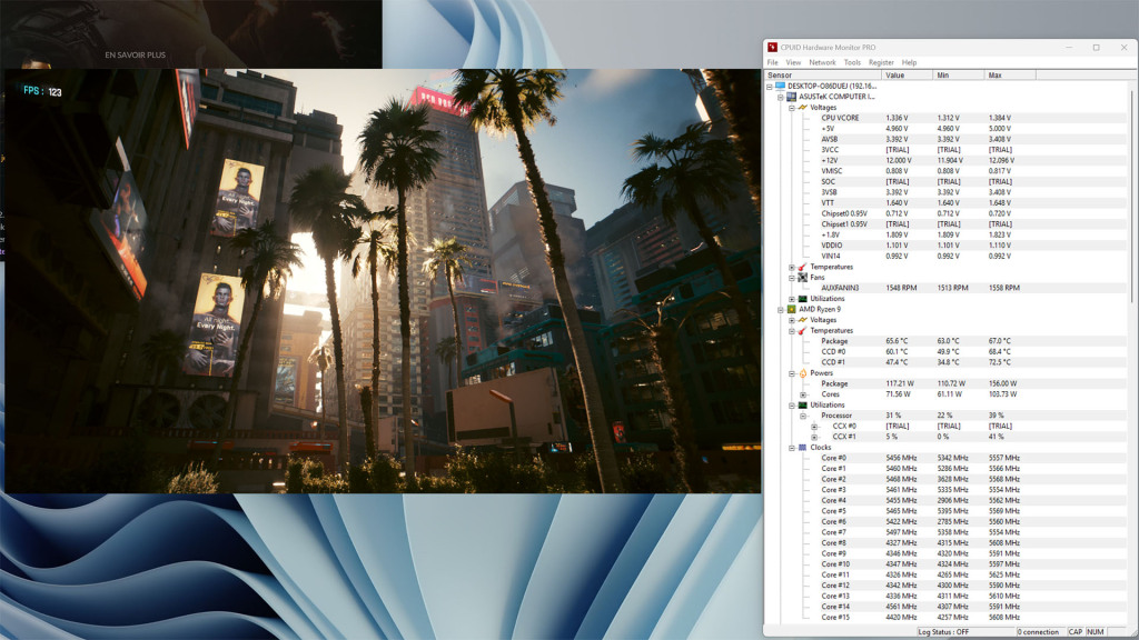 test amd ryzenn 9 9950x3d feq temp conso gaming