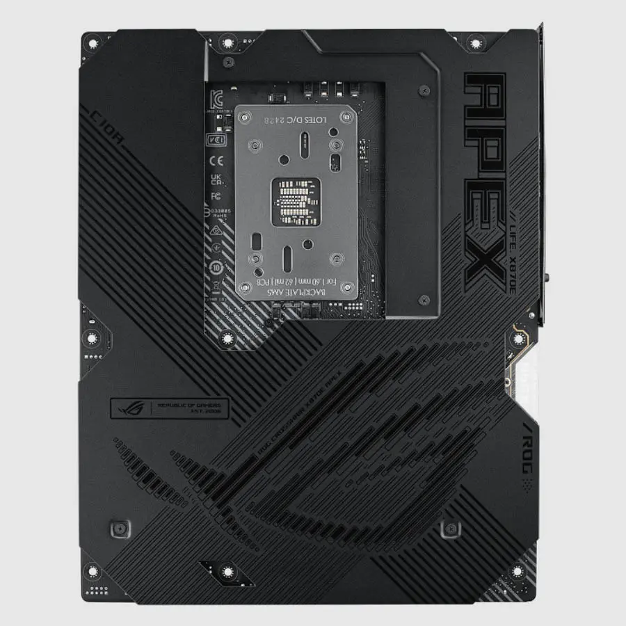 ASUS Republic of Gamers dévoile les cartes mères Crosshair X870E Extreme et Apex 9 ASUS ROG CROSSHAIR X870E APEX dos
