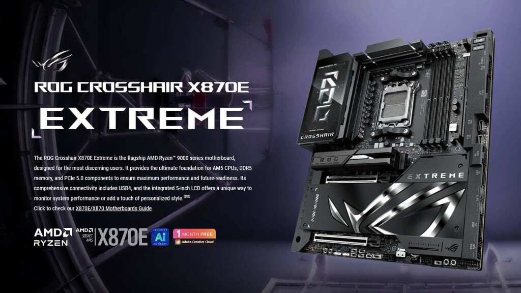 ASUS Republic of Gamers dévoile les cartes mères Crosshair X870E Extreme et Apex 2 ASUS ROG CROSSHAIR X870E EXTREME