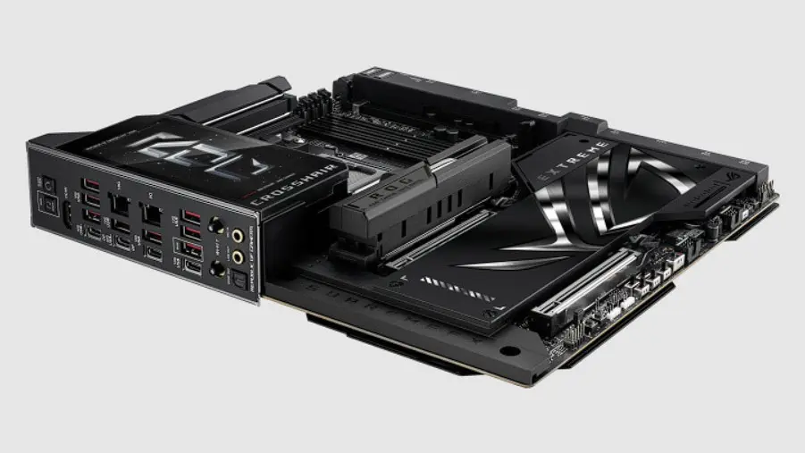 ASUS Republic of Gamers dévoile les cartes mères Crosshair X870E Extreme et Apex 4 ASUS ROG CROSSHAIR X870E EXTREME côté