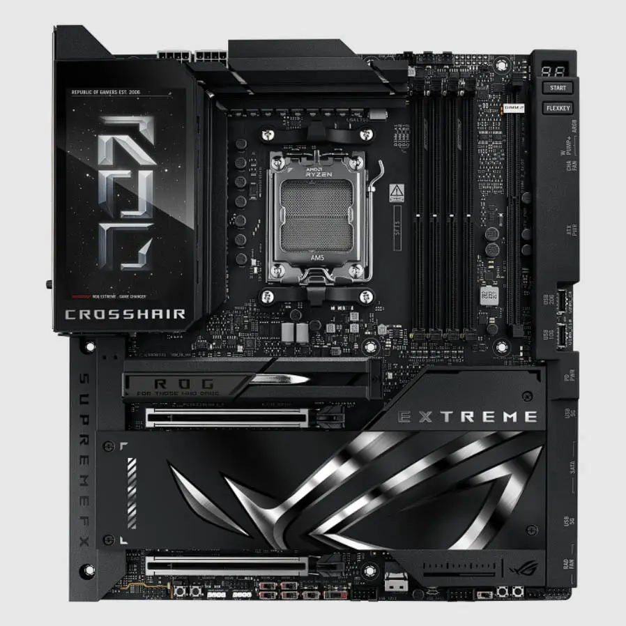 ASUS Republic of Gamers dévoile les cartes mères Crosshair X870E Extreme et Apex 3 ASUS ROG CROSSHAIR X870E EXTREME face
