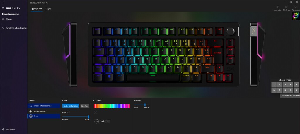 HyperX Alloy Rise 75 logiciel lumière toutes touches