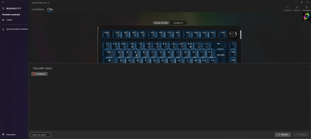 HyperX Alloy Rise 75 logiciel macros enregistrement