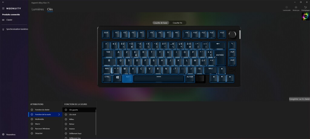 HyperX Alloy Rise 75 logiciel macros fonctions
