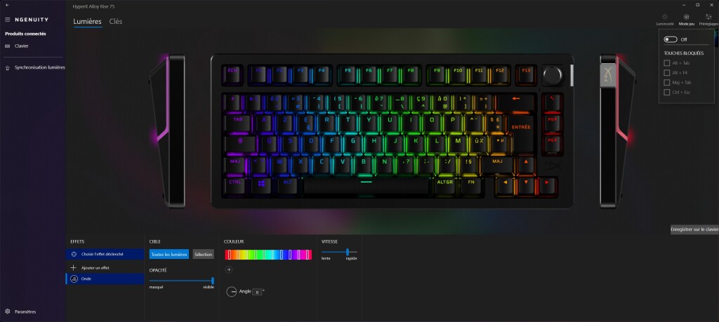 HyperX Alloy Rise 75 logiciel mode jeu