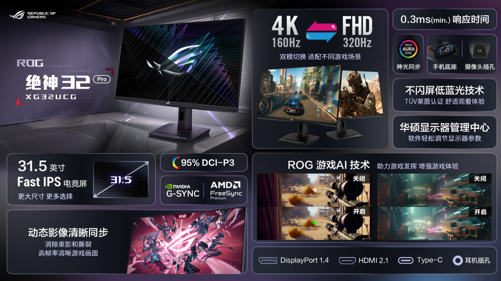 ASUS lâche deux nouveaux monstres pour les gamers exigeants : un écran à 610 Hz pour l’eSport, un 32" ultra-flexible pour les autres 6 ROG XG32UCG 320 hz