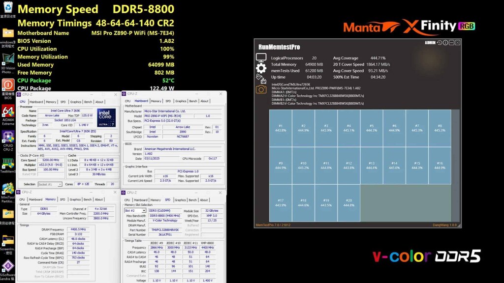 V-COLOR lance le premier kit de mémoire DDR5 O CUDIMM de 64 Go (32 Go x 2) à 9000 MT/s 4 V-Color DDR5 O CUDIMM test 2