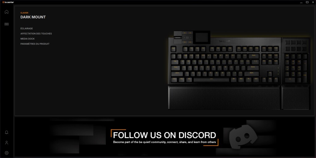 be quiet! Dark Mount logiciel onglets clavier