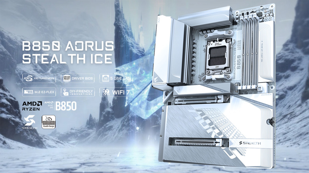 Gigabyte dévoile les nouvelles cartes mères X870 et B850 AORUS STEALTH ICE : du blanc et des performances au rendez-vous 5 AORUS STEALTH ICE b850