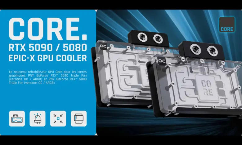 Les waterblocks Alphacool Core pour PNY RTX 5080 et 5090 sont prêts 1 Alphacool Core Geforce RTX 5090 EPIC X Couv