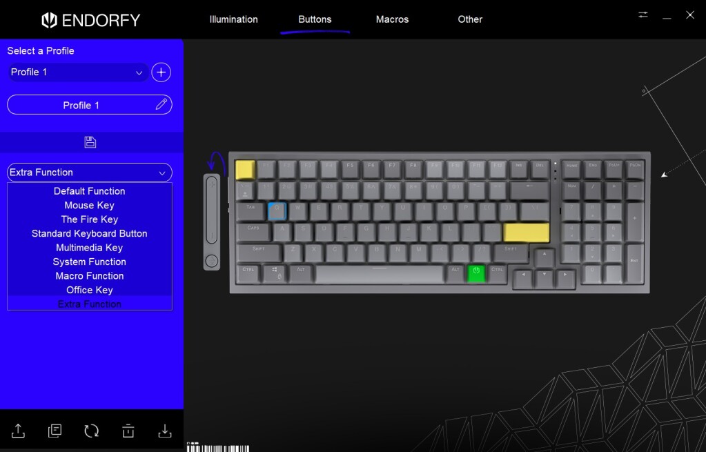 ENDORFY Celeris 1800 logiciel fonctions bouton