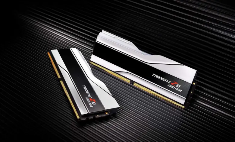 G.SKILL présente la mémoire DDR5-8400 CL44 128 Go (2x64 Go) 1 GSKILL DDR5-8400 CL44 128 Go Z5 Neo RGB Couv