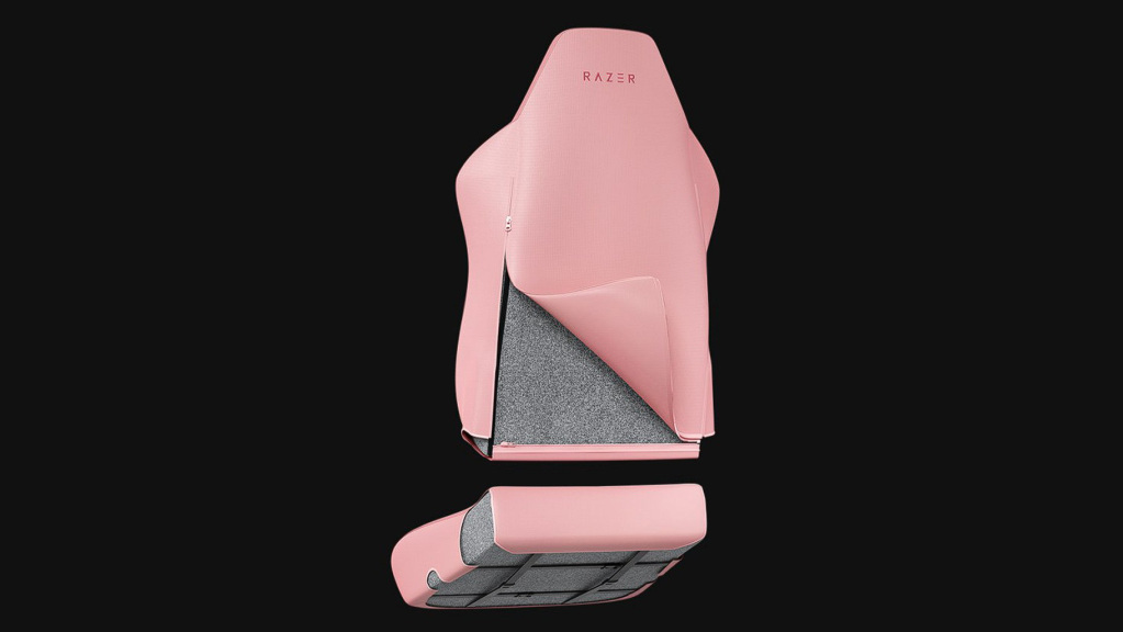 Protégez et actualisez votre chaise avec les housses de chaise de jeu Razer Iskur V2 X 5 Housses de chaise de jeu Razer rose dos