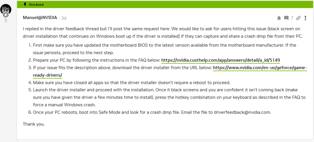 Problèmes d'écrans noirs sur les RTX 5060 et 5060 Ti 2 Manuel NVIDIA RTX 5060 bricking black screen