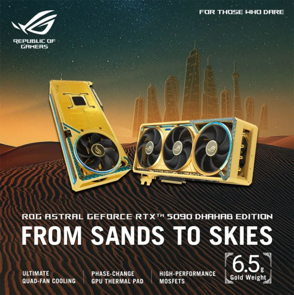 ASUS ROG Astral GeForce RTX 5090 Dhahab Édition : l’or qui coûte un rein 2 RTX 5090 32GB ROG ASTRAL DHAHAB EDITION 03