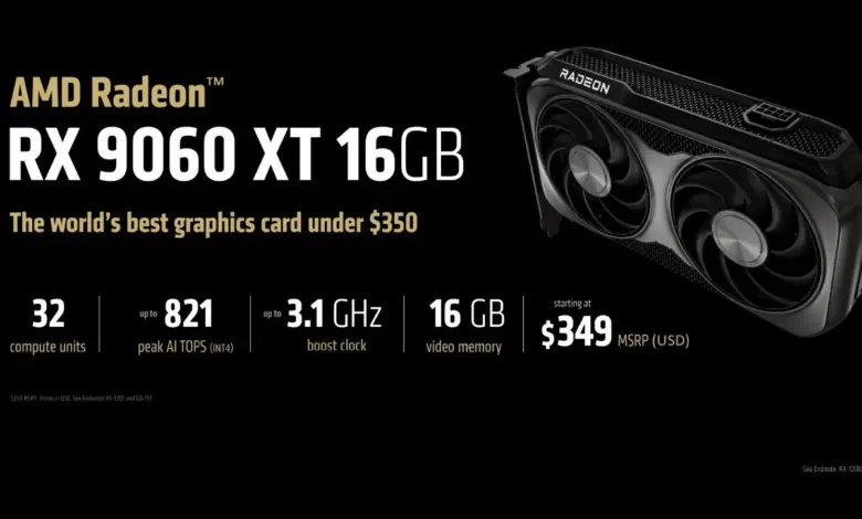 AMD RX 9060 XT : RDNA 4, 3.13 GHz et jusqu’à 16 Go pour dominer le 1080p 1 amd rx 9060 xt hero
