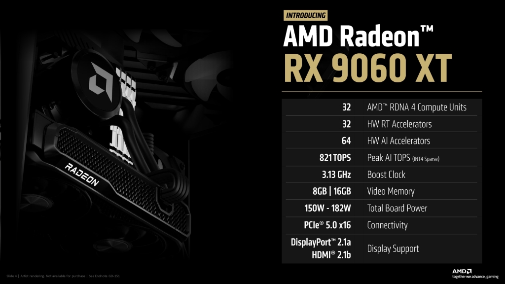 AMD RX 9060 XT : RDNA 4, 3.13 GHz et jusqu’à 16 Go pour dominer le 1080p 2 amd rx 9060 xt quick specs