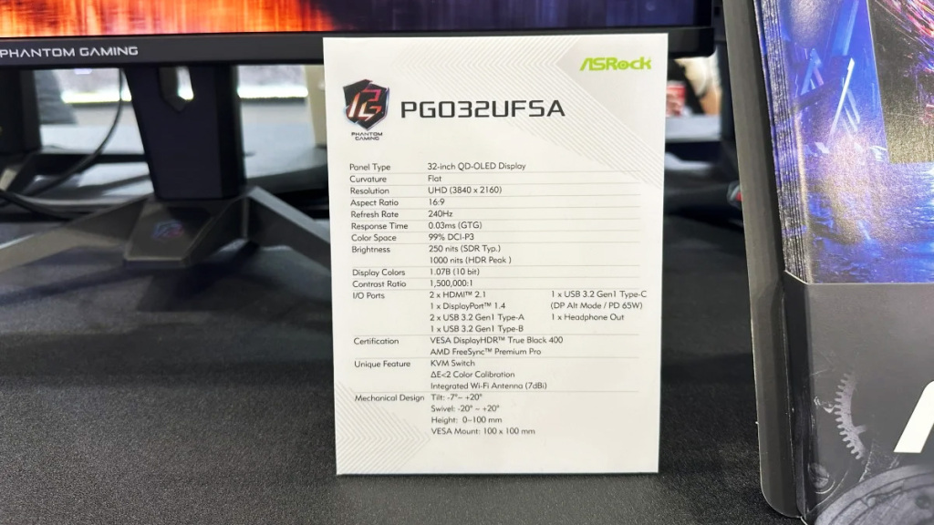 ASRock fait exploser vos rétines au COMPUTEX 2025 avec trois moniteurs Phantom Gaming 6 asrock pgo32ufsa specs