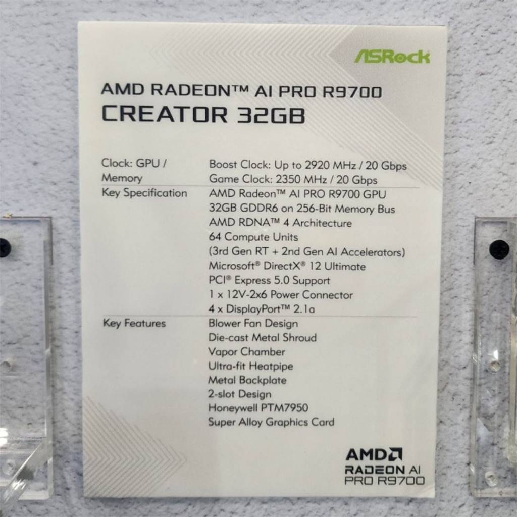 ASRock RX 9060 XT et R9700 Creator : les nouvelles recrues d’AMD dévoilées au COMPUTEX 2025 8 asrock radeon ai pro r9700 creator 32 go 01