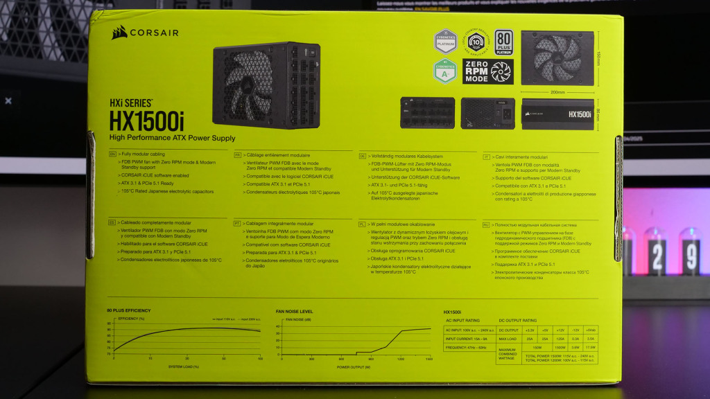 Test CORSAIR HX1500i 2025 : l’alimentation PC ultime ? 3 Emballage de la CORSAIR HX1500i 2025 - Face arrière