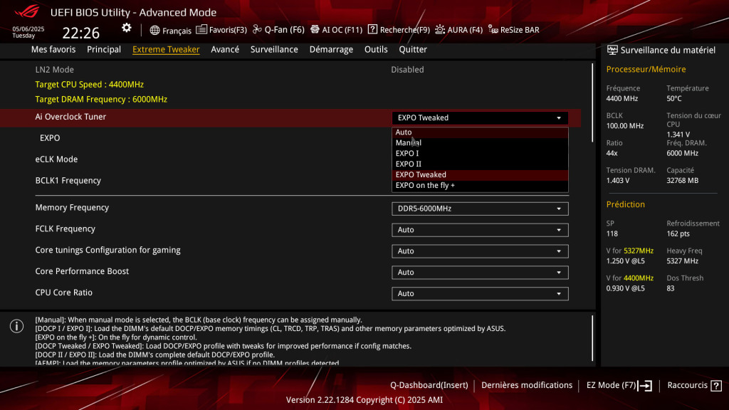 expo tweaked rog bios x870e extreme