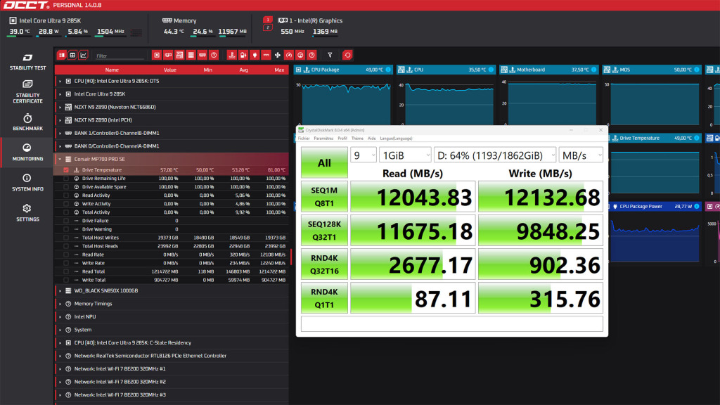 nzxt n9 z890 test ssd gen 5 temp
