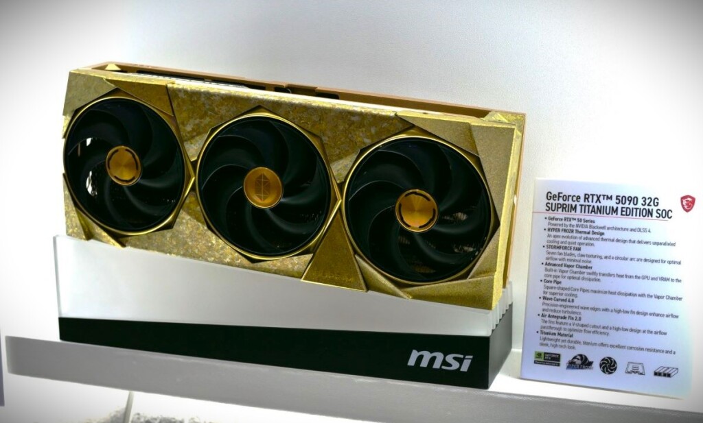 RTX 5090 : les prix repartent à la hausse, les modèles custom dépassent 2 600 € 4 rtx 5090 suprim titanium soc hero
