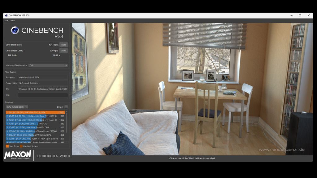 test nzxt n9 z890 cinebench r23 stock