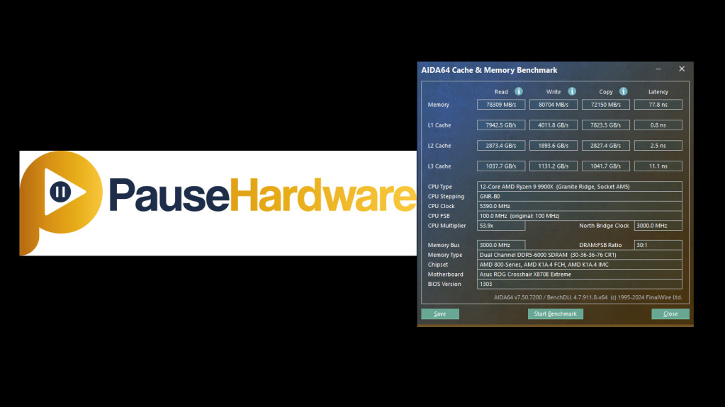 test rog crosshair x870e extreme AIDA64 Cache Mémoire DDR5