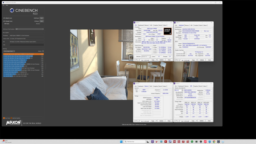test rog crosshair x870e extreme cinebench r23