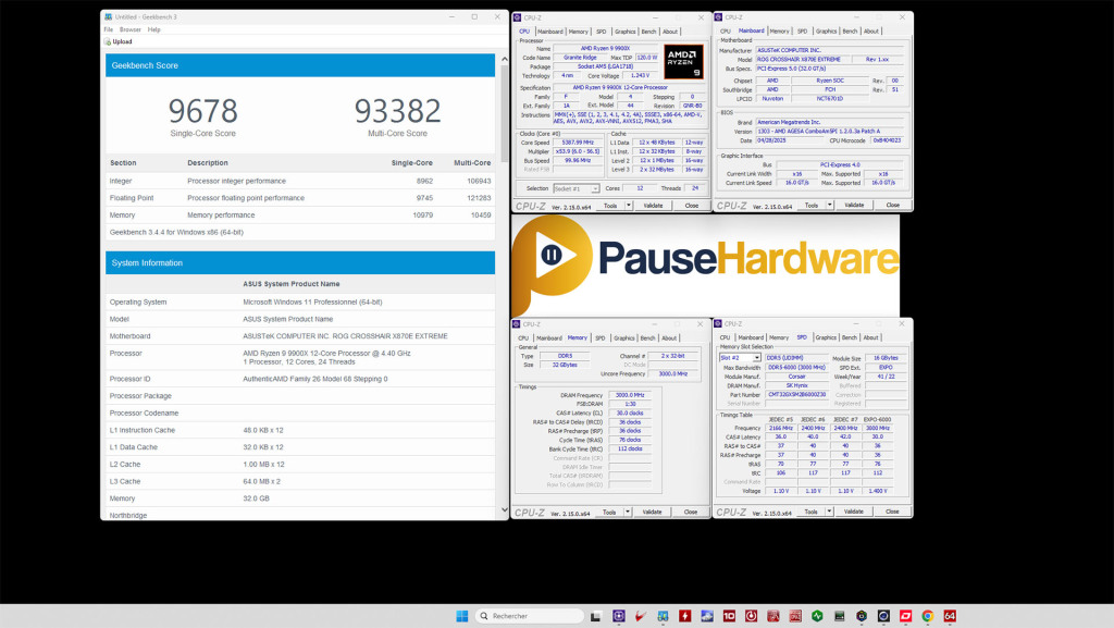 test rog crosshair x870e extreme geekbench 3