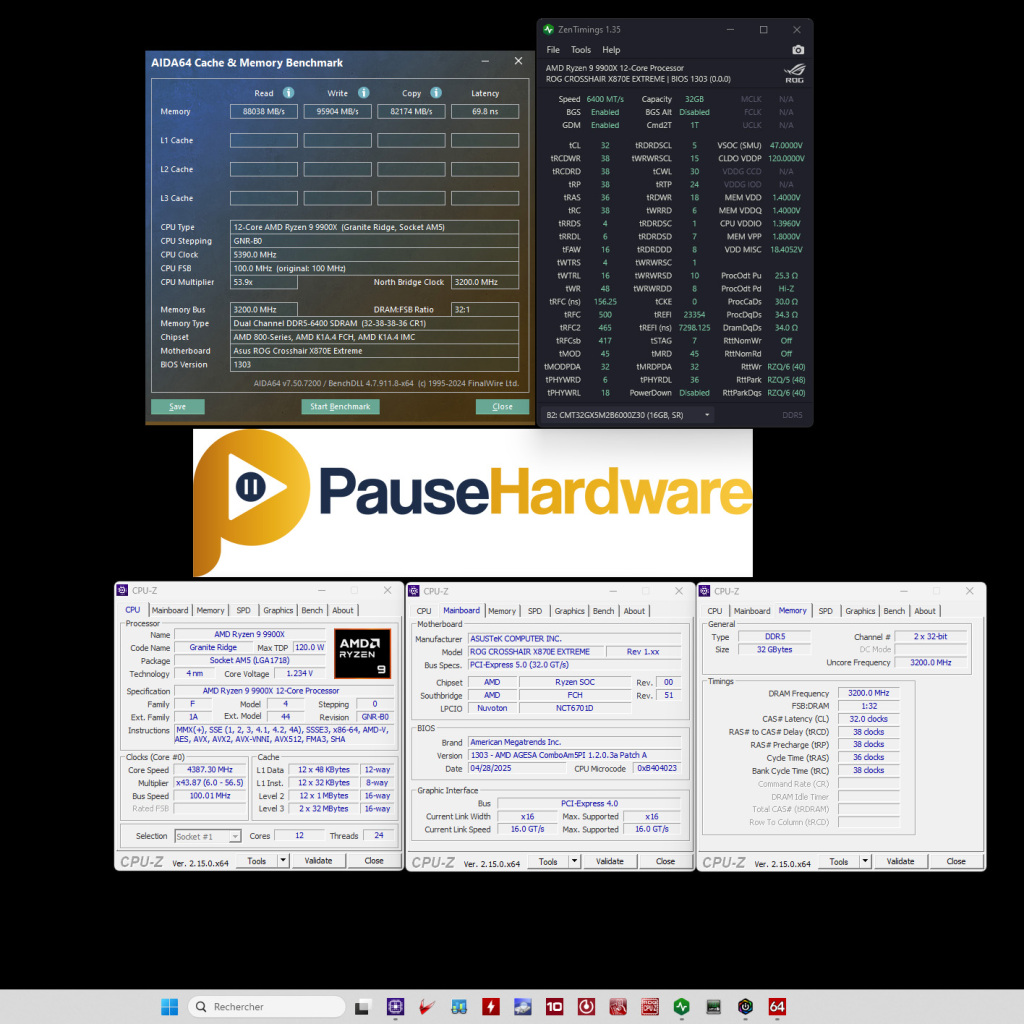 test rog crosshair x870e extreme oc ram 6400