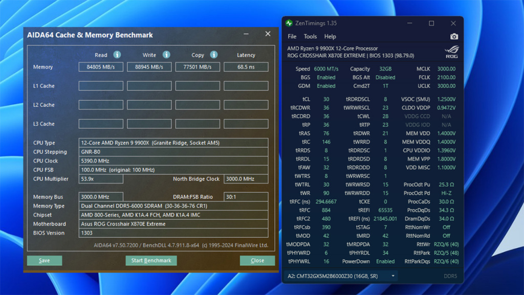 test rog crosshair x870e extreme oc ram expo tweaked rog