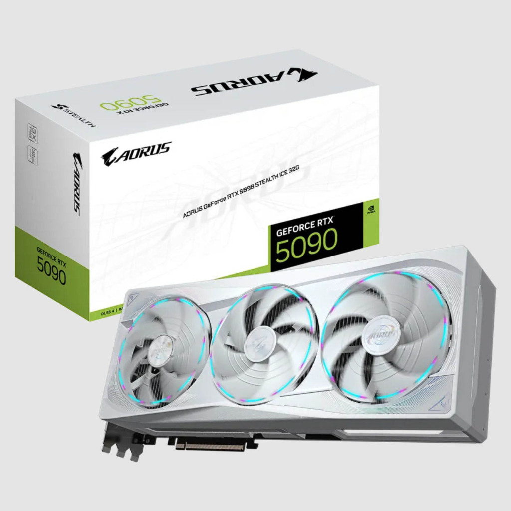 GIGABYTE lance la carte graphique AORUS GeForce RTX 5090 STEALTH ICE 6 AORUS GeForce RTX 5090 STEALTH ICE 32G boite