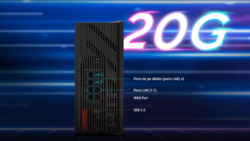ASUS ROG annonce le routeur de jeu ROG Strix GS-BE18000 WiFi 7 6 routeur de jeu ASUS ROG Strix GS BE18000 ports