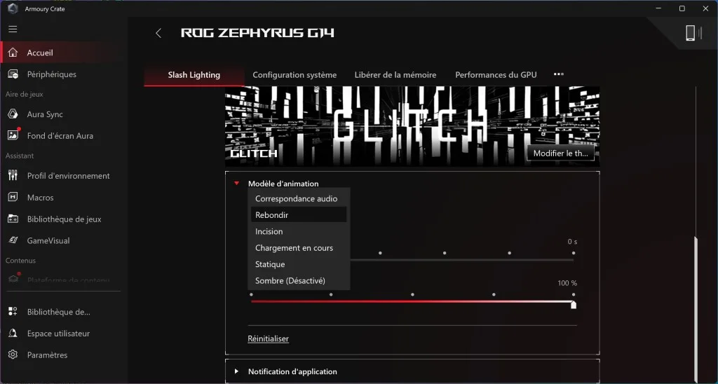 ASUS ROG Zephyrus G14 Armory Crate Slash Lighting 2