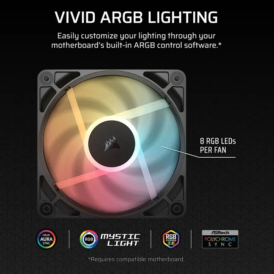 CORSAIR dévoile des ventilateurs RS-R avec rotors inversés pour un éclairage RGB sans obstruction 5 CORSAIR ventilateurs RS-R 8 led