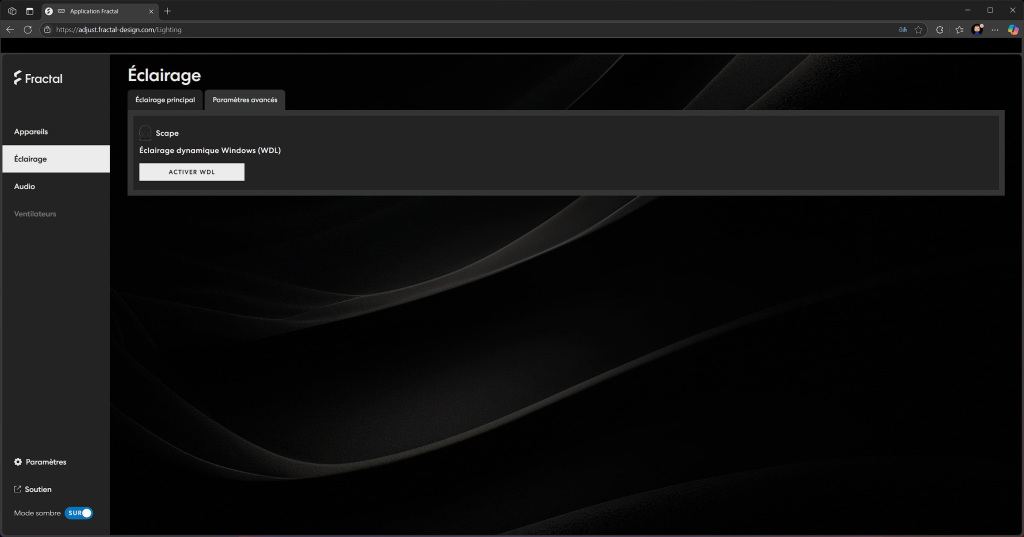 Fractal Scape logiciel gestion éclairage WDL
