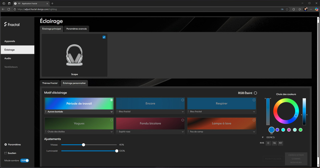 Fractal Scape logiciel gestion éclairage perso