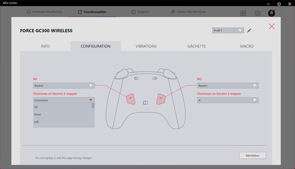 MSI FORCE GC300 Wireless logiciel fonctions