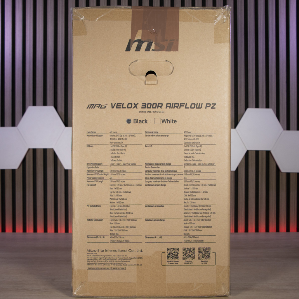 MSI MPG Velox 300R Airflow PZ emballage côté