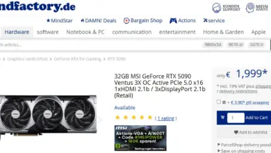 RTX 5090 à 1 999 € : première vraie baisse en Europe 40 Mindfactory MSI RTX 5090 moins 2000 euros