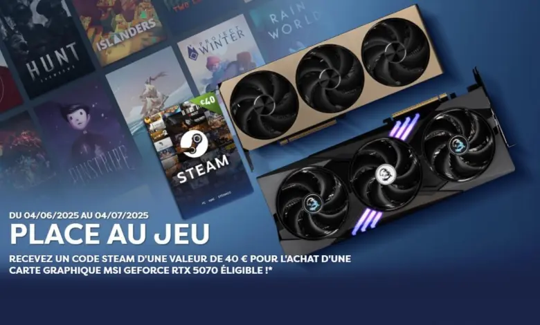 MSI GeForce RTX 5070 : un bon Steam de 40€ offert, mais pas pour toutes 1 Place au jeu MSI offre 40 eur sur Steam avecRTX 5070