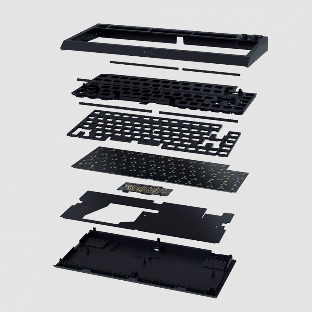 Razer lance son premier clavier barebone : le BlackWidow V4 75 % barbones 3 RAZER BlackWidow V4 75 Barebones isolation phonique