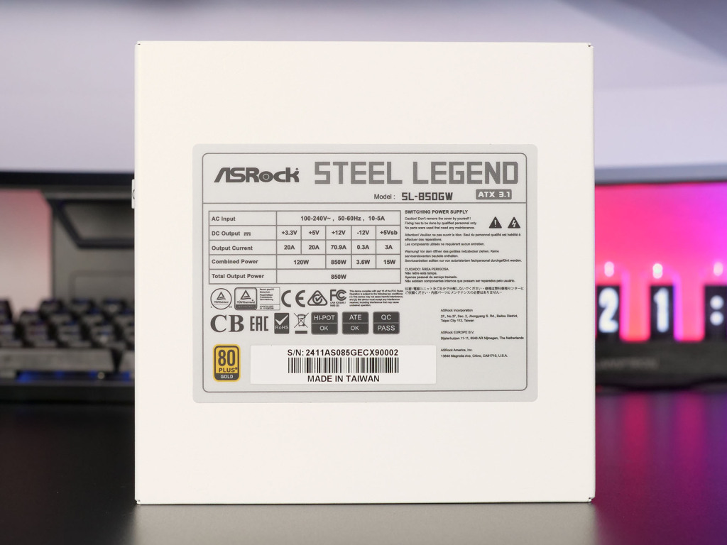 asrock steel legend SL 850GW specs sheet