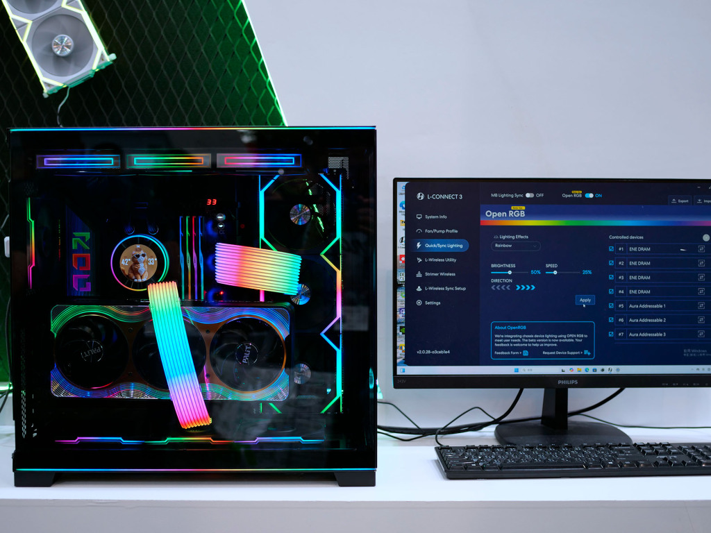 OpenRGB débarque dans L-Connect 3 : Lian Li harmonise son RGB au Computex 2025 3 demo lian li l Connect 3 openRGB Computex 2025