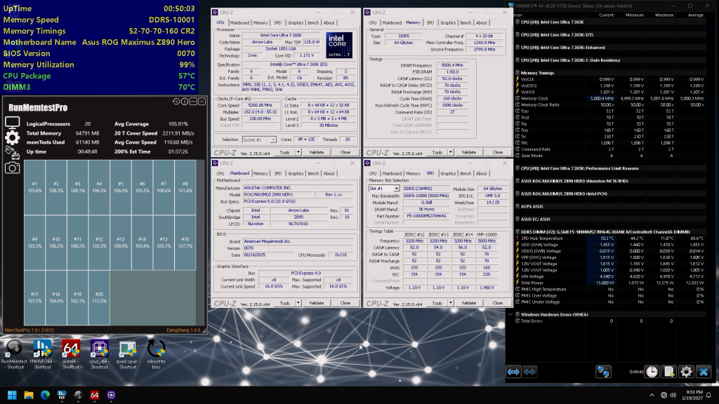 G.Skill fracasse la barre des 10 000 MT/s avec la DDR5 CAMM2, sans refroidissement extrême 3 03 gskill ddr5 camm2 memtest screenshot