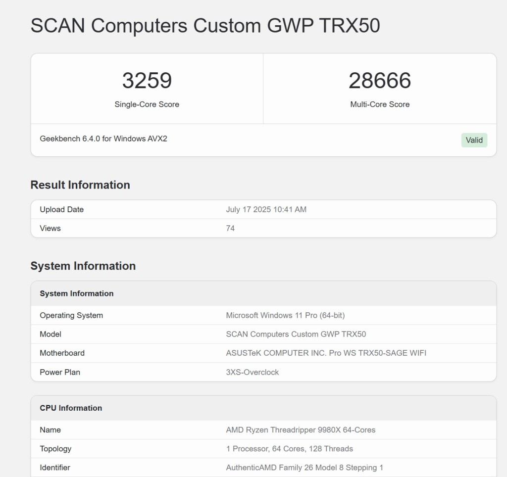 AMD Ryzen Threadripper 9980X : des gains de 11 % en single-core et 16 % en multi-core par rapport au 7980X 2 9980x geekbench score